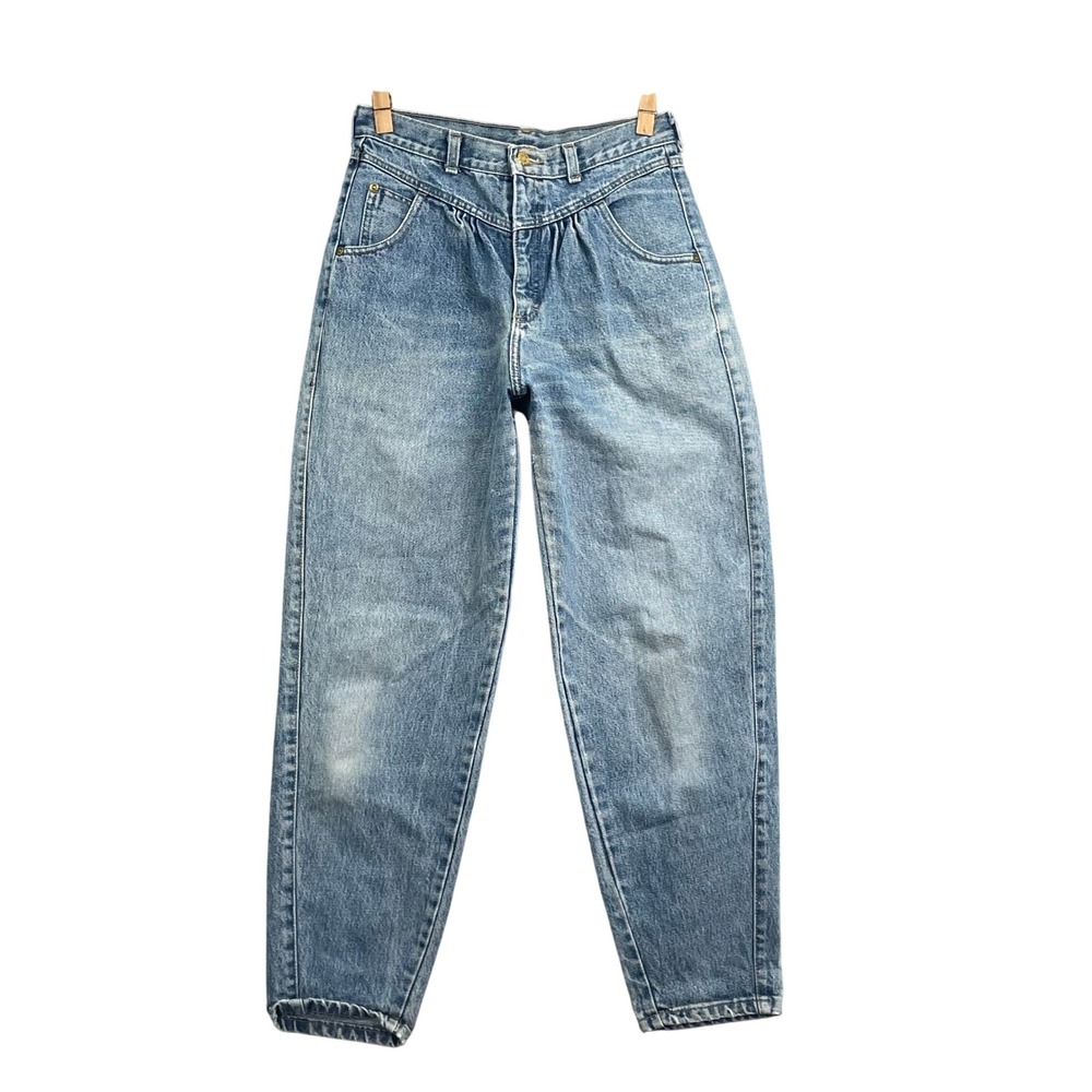 Zena‎ Jeans Men 28 Blue Light Wash Vintage 90s Pleated Tapered Made in USA Denim